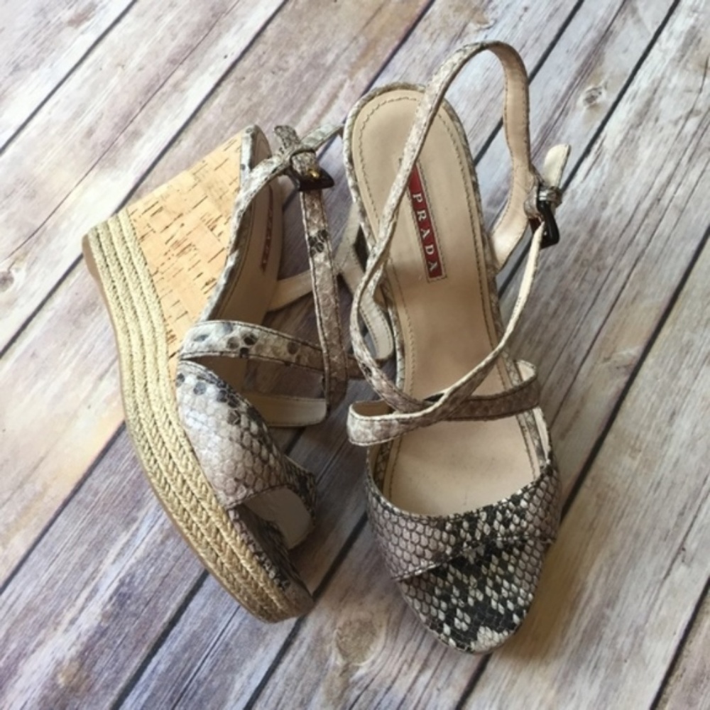 Prada Python Snake Calzature Donna Wedge Sandals - image 5